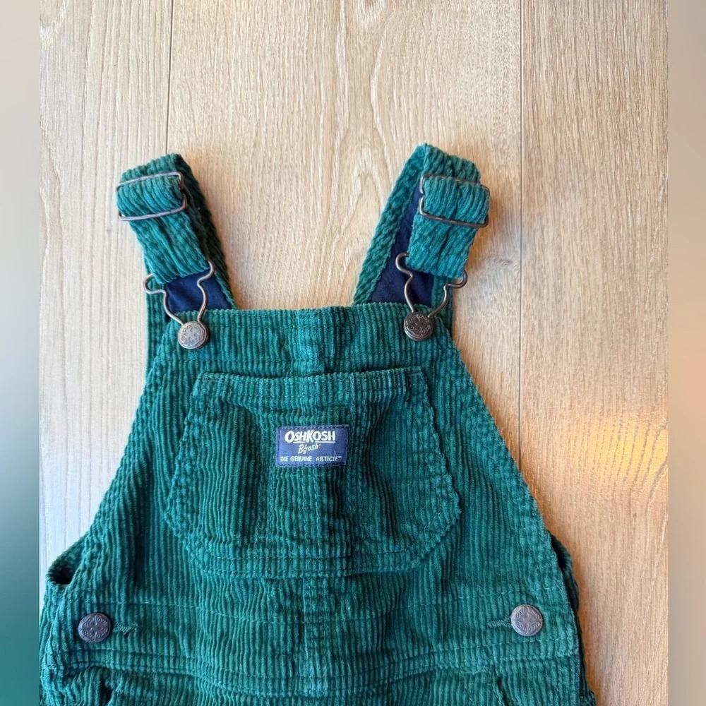 OshKosh Green Corduroy Overalls Fleece Lined Toddler 18M